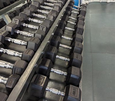 dumbbells at gym